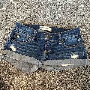Abercrombie kids low rise distressed jean shorts